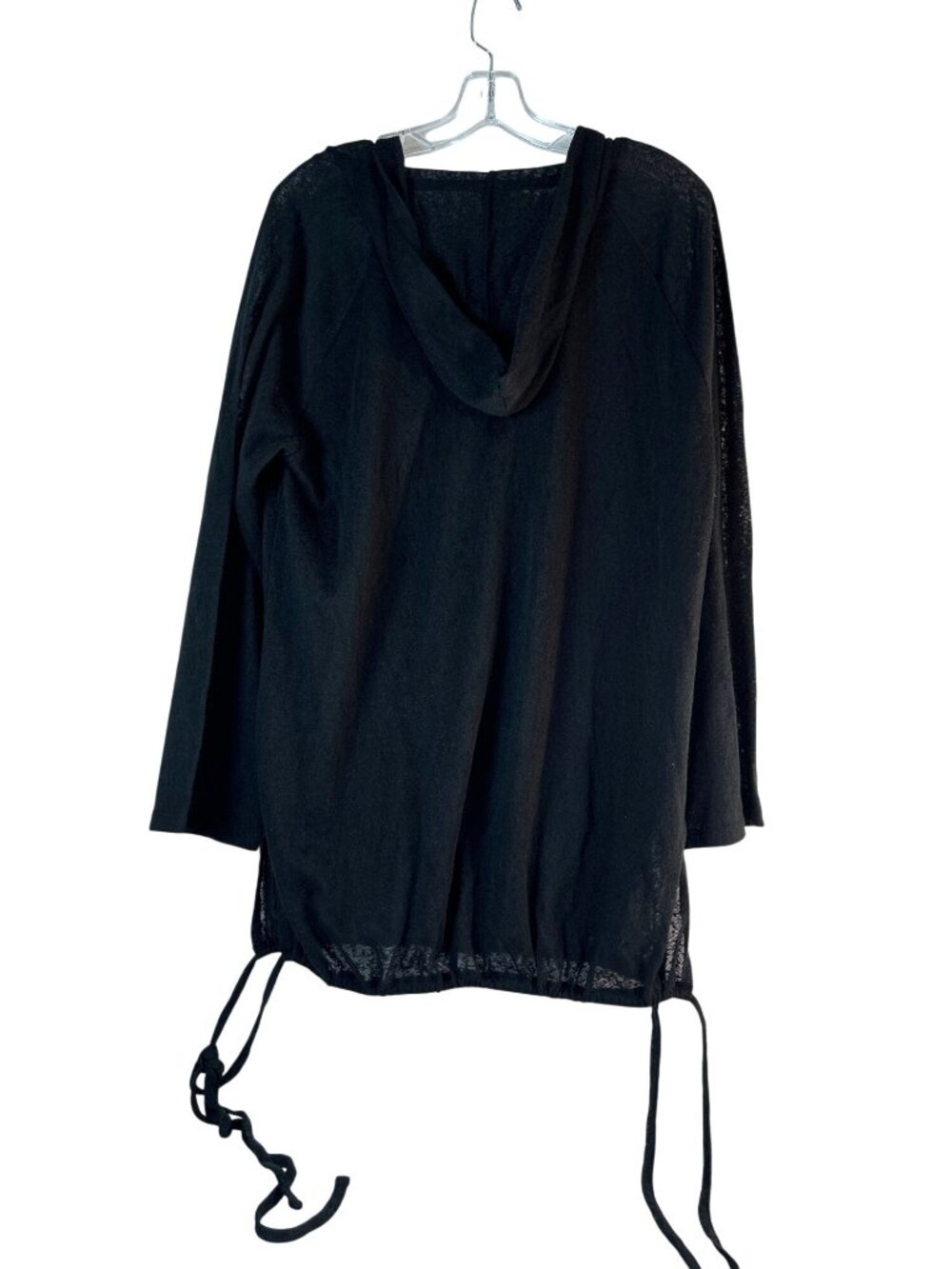Kona Soul Womens Top Hoodie Swim Cover-Up Pockets Sheer Long Sleeves Black Size - Picture 2 of 5